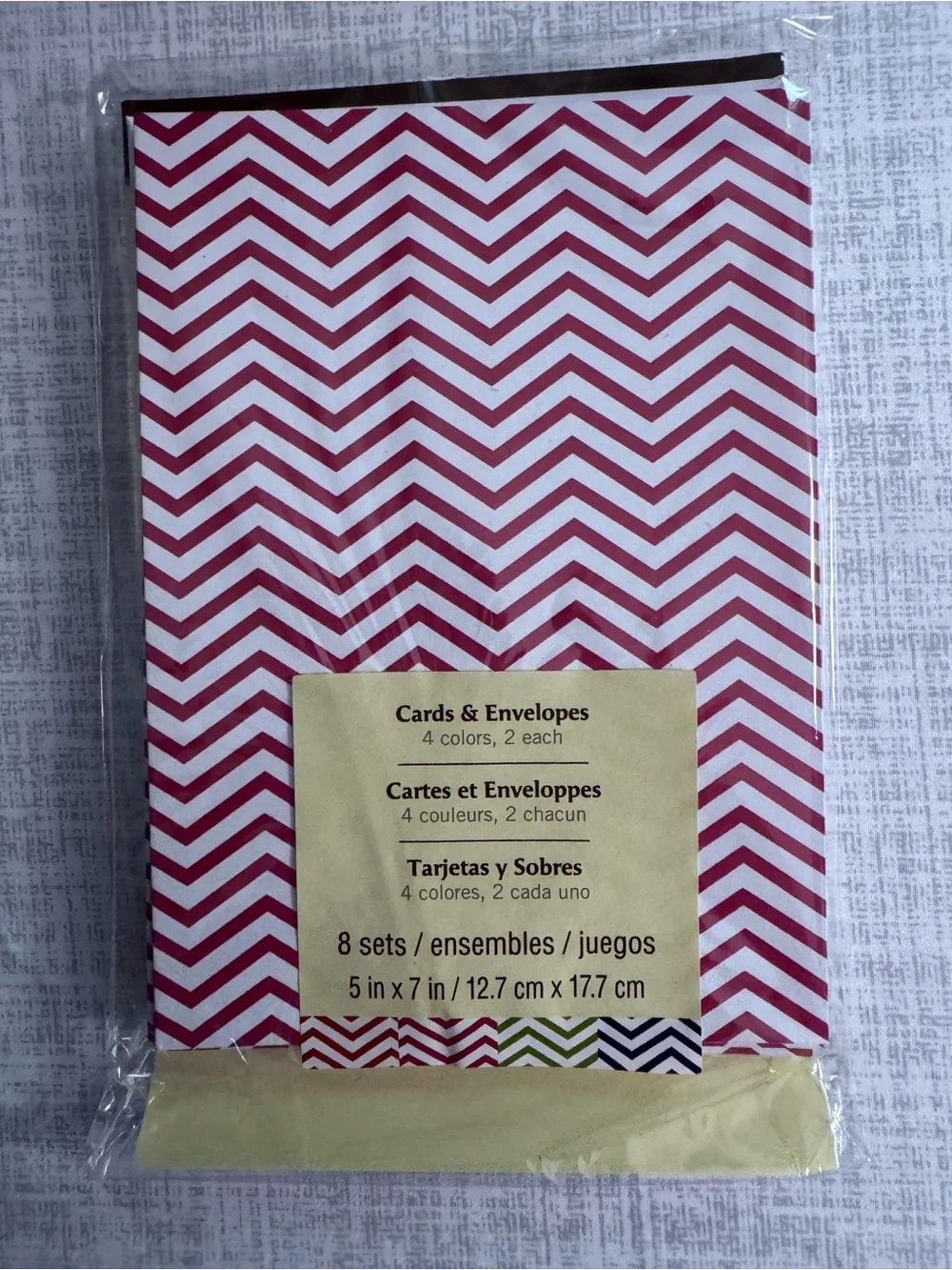 8 Piece Chevron Blank Notecard & Envelope Set, New